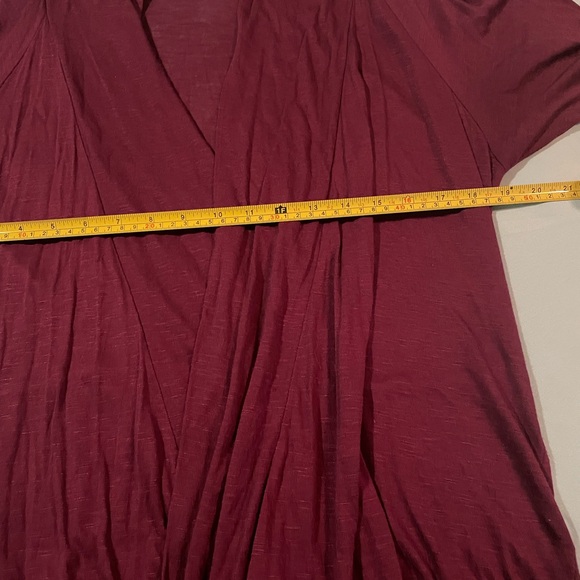 Burgundy Lightweight 3/4 sleeve open front cardigan - Picture 4 of 4